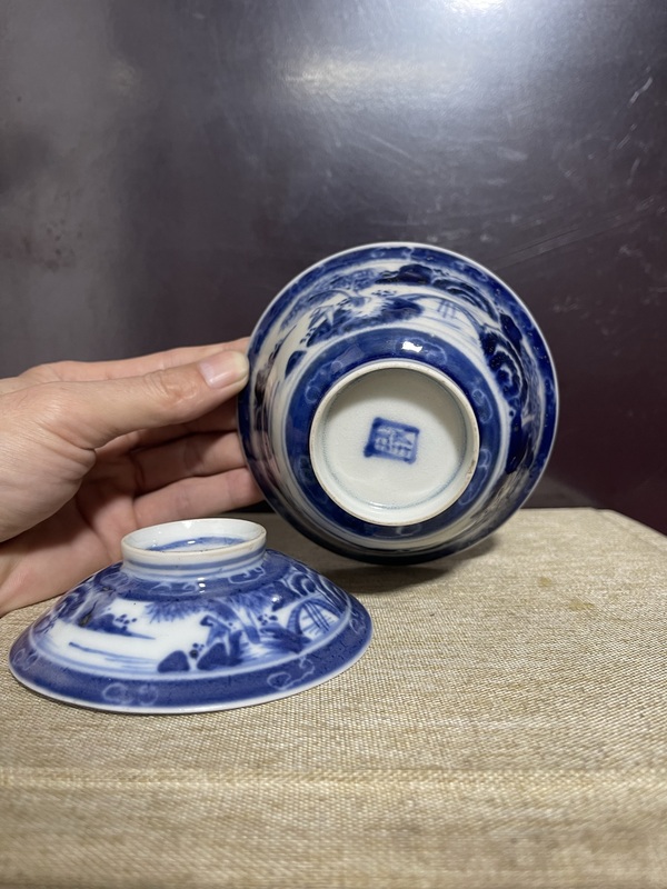 古玩陶瓷清.青花山水蓋碗拍賣，當前價格2880元