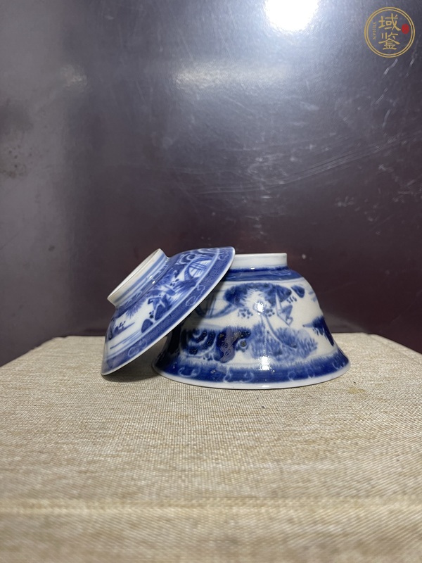 古玩陶瓷青花山水蓋碗真品鑒賞圖