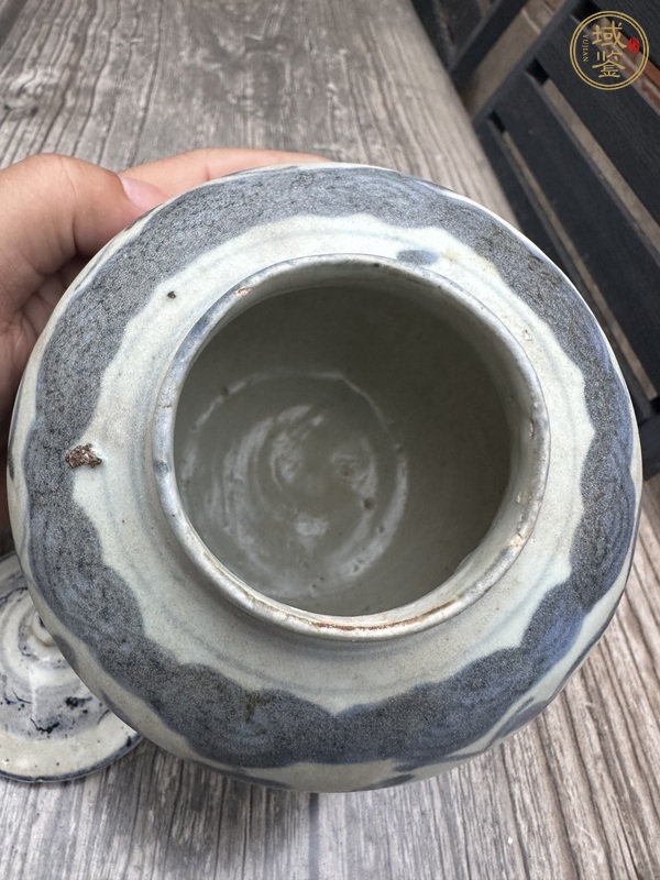 古玩陶瓷花間獅子紋青花蓋罐真品鑒賞圖