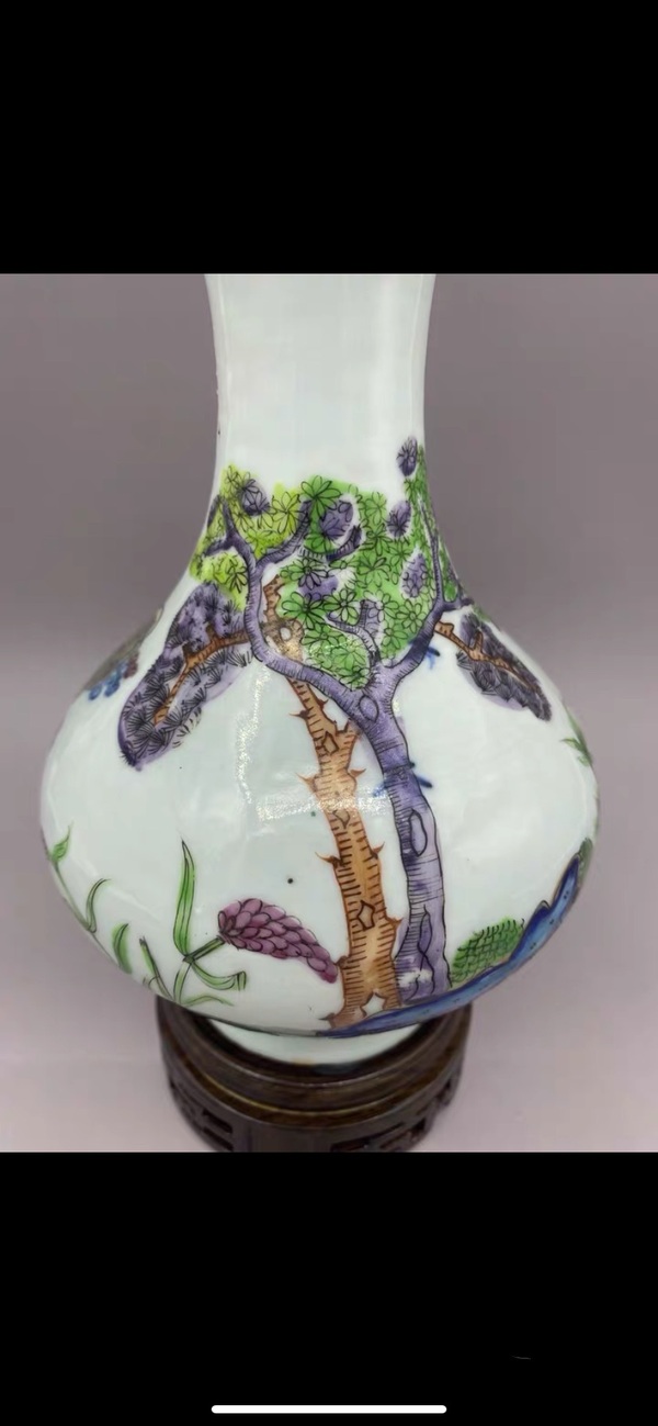 古玩陶瓷清中晚期 青花釉里紅描金加彩人物故事蒜頭瓶拍賣，當(dāng)前價格30000元