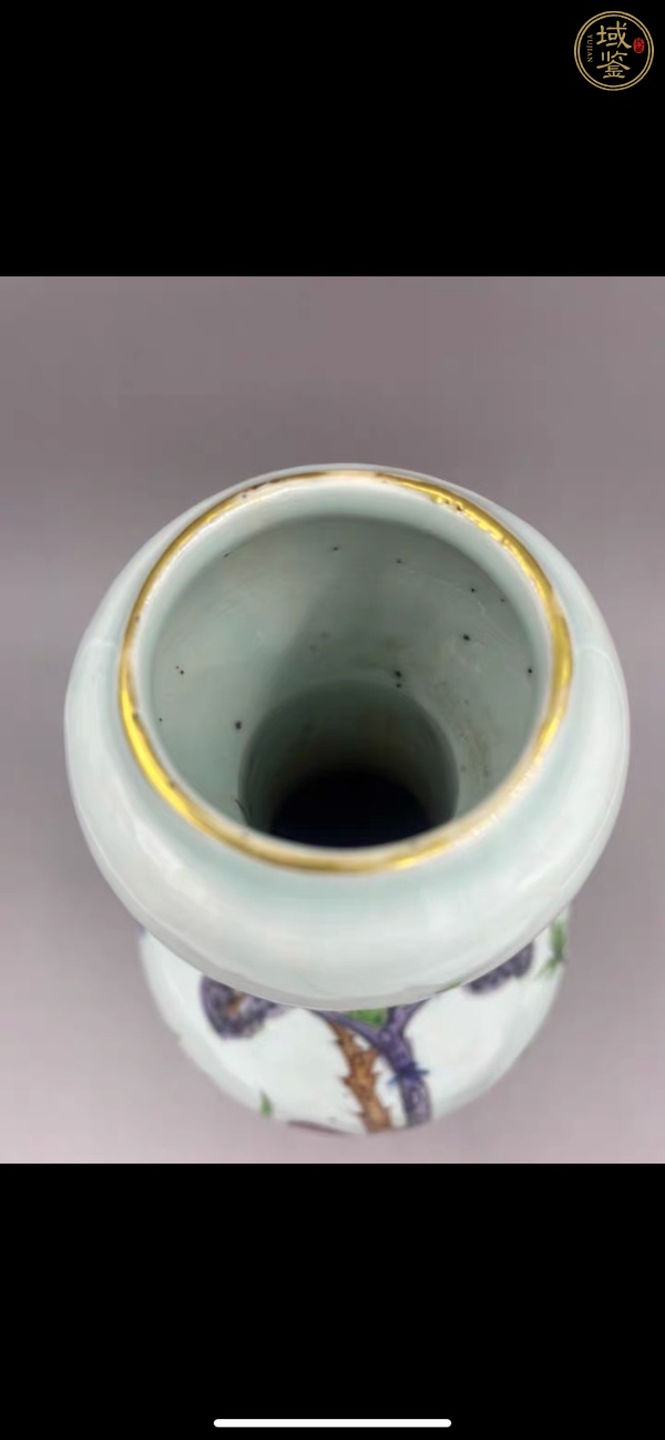 古玩陶瓷青花加彩人物故事紋蒜頭瓶真品鑒賞圖
