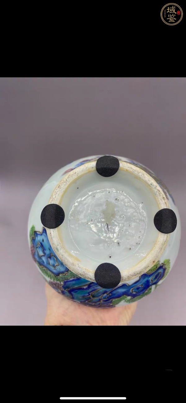 古玩陶瓷青花加彩人物故事紋蒜頭瓶真品鑒賞圖