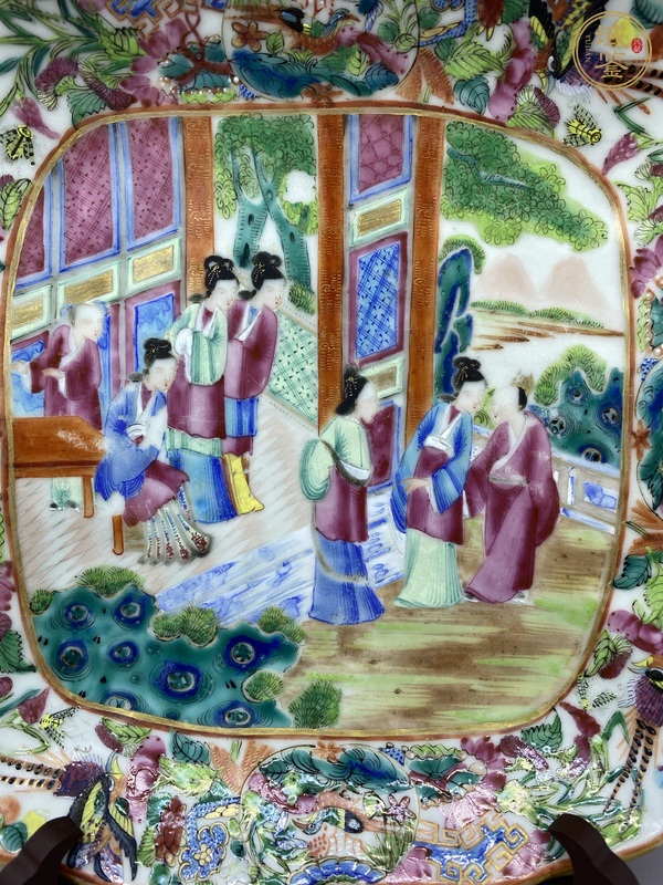 古玩陶瓷廣彩人物故事紋盤真品鑒賞圖