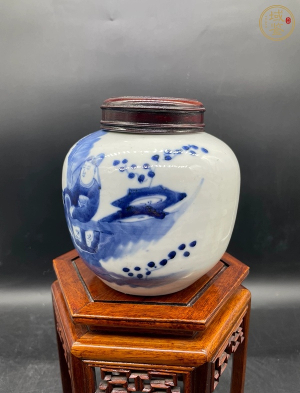 古玩陶瓷青花人物故事蓋罐真品鑒賞圖