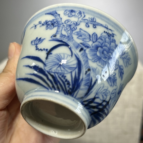 古玩陶瓷清中期.青花花卉紋茶杯拍賣，當前價格850元
