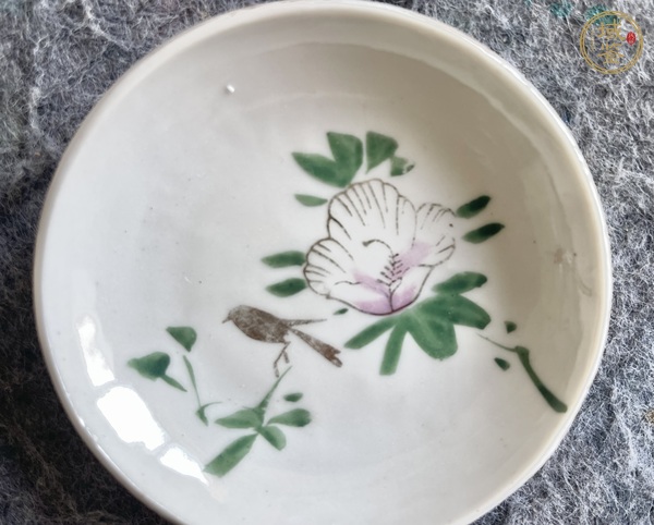 古玩陶瓷茶花金雀小碟一對(duì)真品鑒賞圖