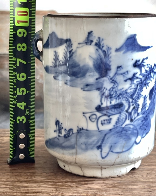 古玩陶瓷晚清青花山水紋燉盅拍賣，當(dāng)前價(jià)格290元