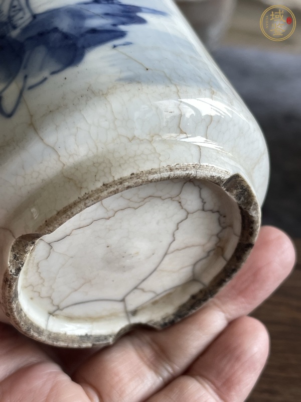 古玩陶瓷晚清青花山水紋燉盅真品鑒賞圖