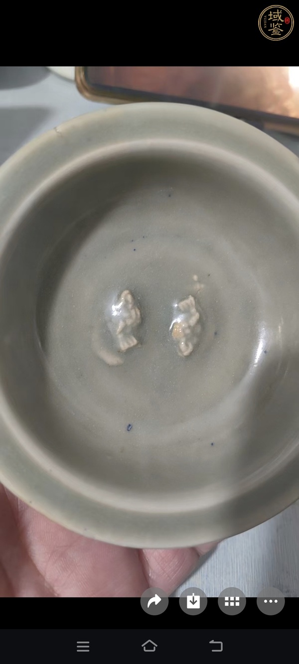 古玩陶瓷龍泉青釉雙魚(yú)洗真品鑒賞圖