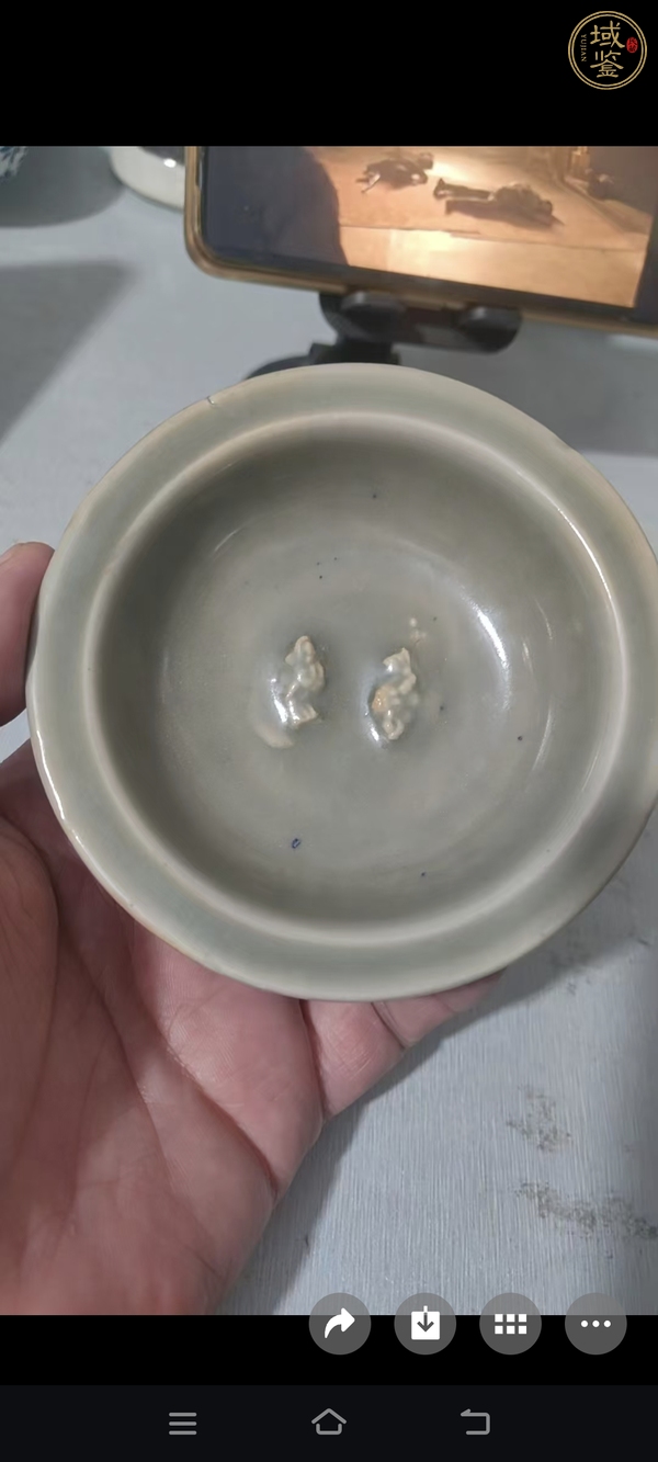 古玩陶瓷龍泉青釉雙魚(yú)洗真品鑒賞圖