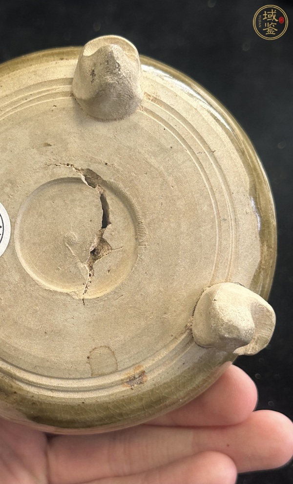 古玩陶瓷金元時期耀州窯青釉三足爐真品鑒賞圖
