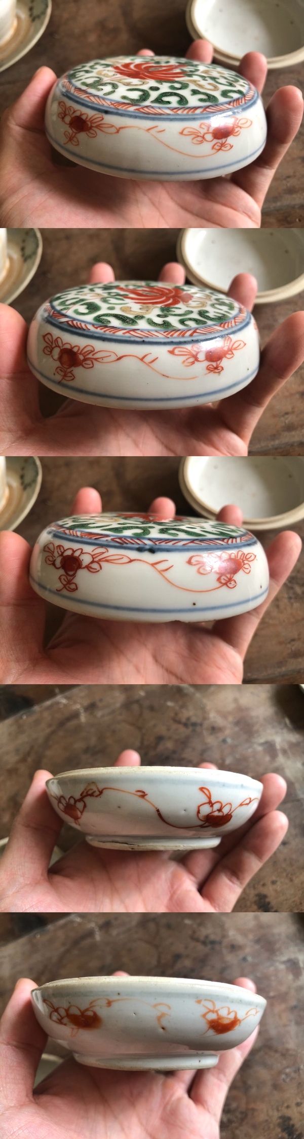 古玩陶瓷清·康熙 青花五彩花卉紋粉盒拍賣，當前價格8000元