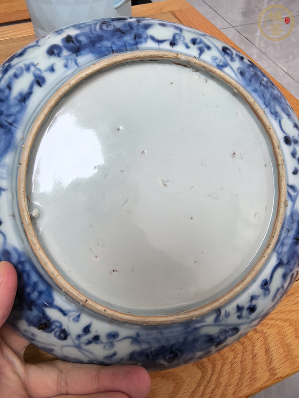 古玩陶瓷青花鳳傳花卉紋盤(pán)真品鑒賞圖