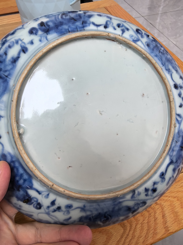 古玩陶瓷明中期青花鳳傳花卉紋盤拍賣，當前價格5980元