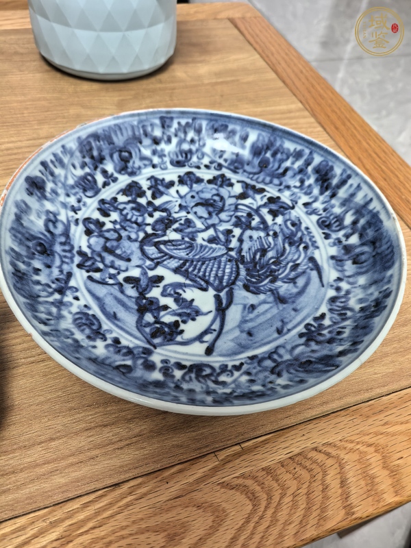古玩陶瓷青花鳳傳花卉紋盤(pán)真品鑒賞圖