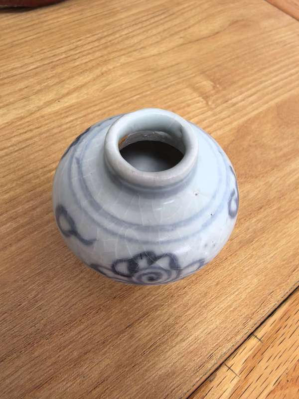 古玩陶瓷明中期青花水盂拍賣，當(dāng)前價(jià)格1980元