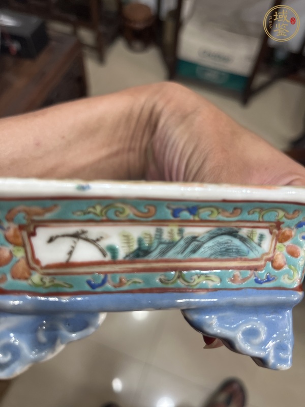 古玩陶瓷晚清粉彩水仙盆真品鑒賞圖