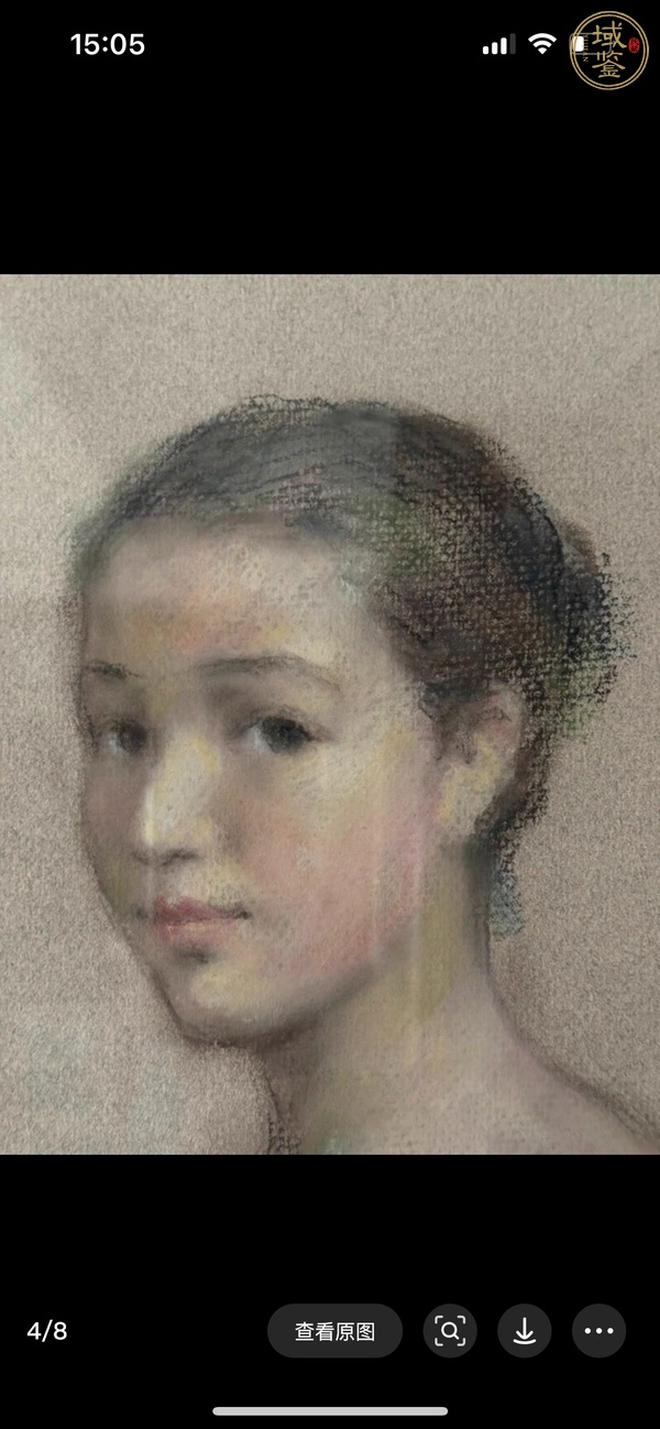 古玩字畫水粉畫少女寫生真品鑒賞圖