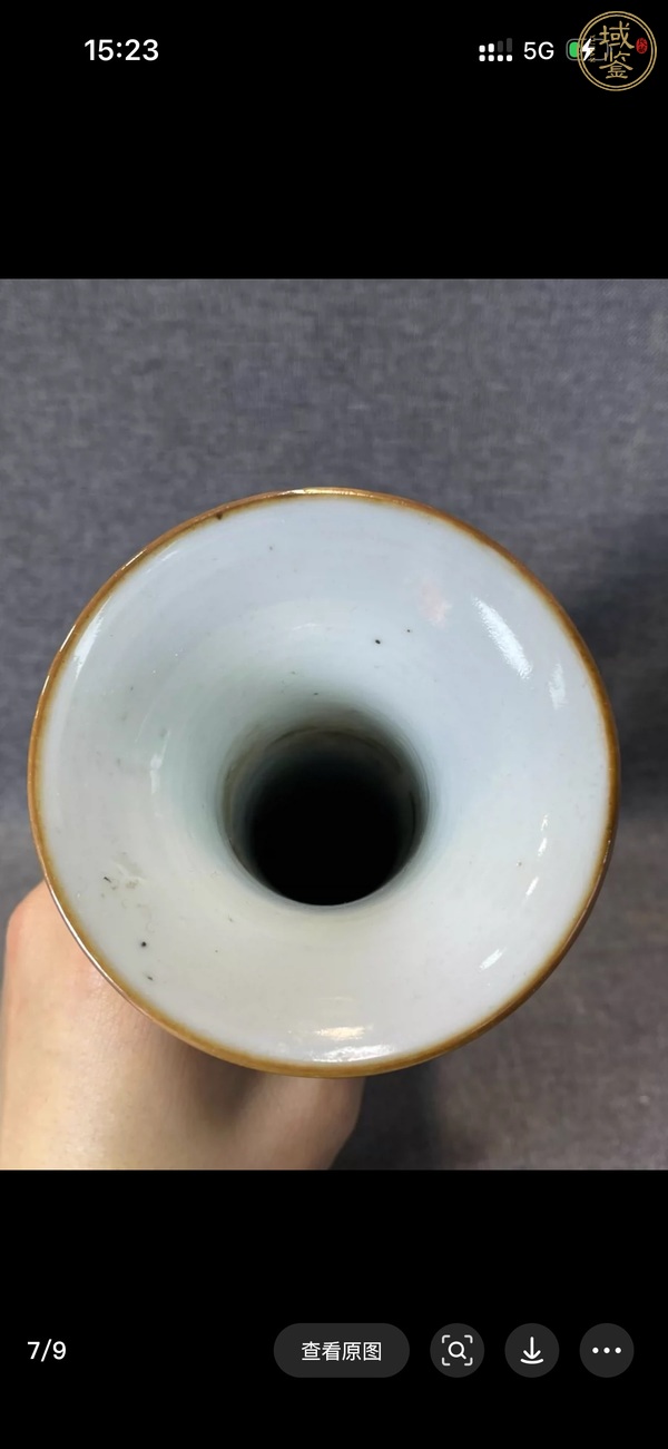 古玩陶瓷花卉紋青花束腰花觚真品鑒賞圖