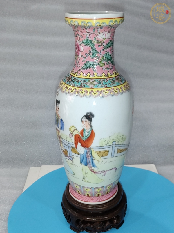 古玩粉彩仕女人物紋瓶真品鑒賞圖