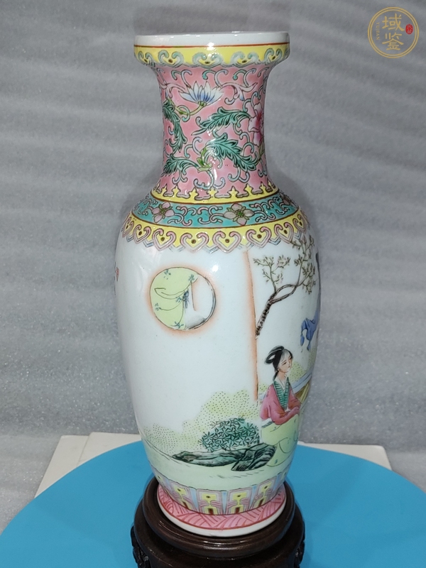 古玩陶瓷粉彩仕女人物紋瓶真品鑒賞圖