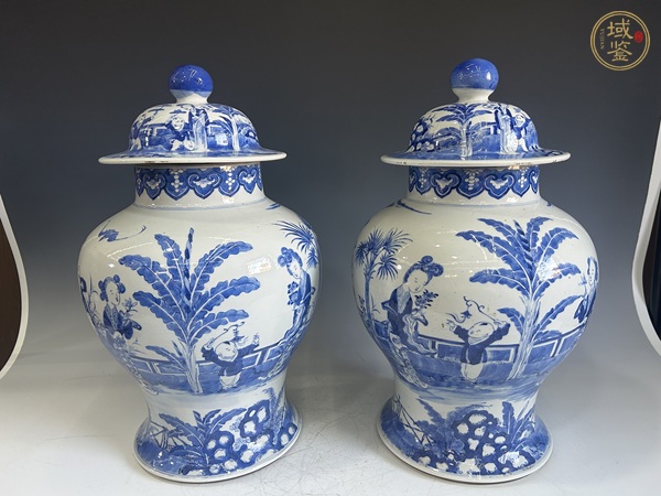 古玩陶瓷清晚·青花四妃十六子將軍罐真品鑒賞圖