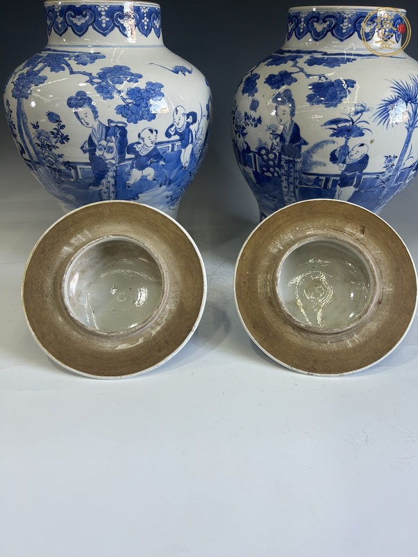 古玩陶瓷清晚·青花四妃十六子將軍罐真品鑒賞圖