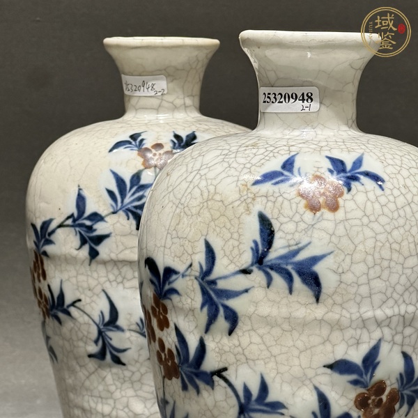古玩陶瓷哥釉青花礬紅花卉紋梅瓶真品鑒賞圖