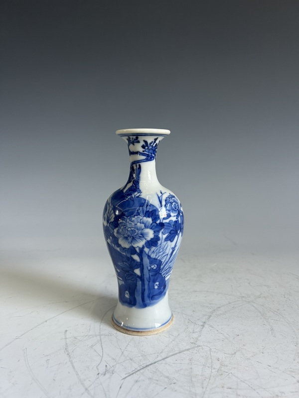 古玩陶瓷清中期·青花賞瓶拍賣，當(dāng)前價格3000元