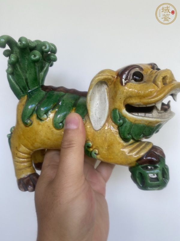 古玩三彩獅子塑像真品鑒賞圖