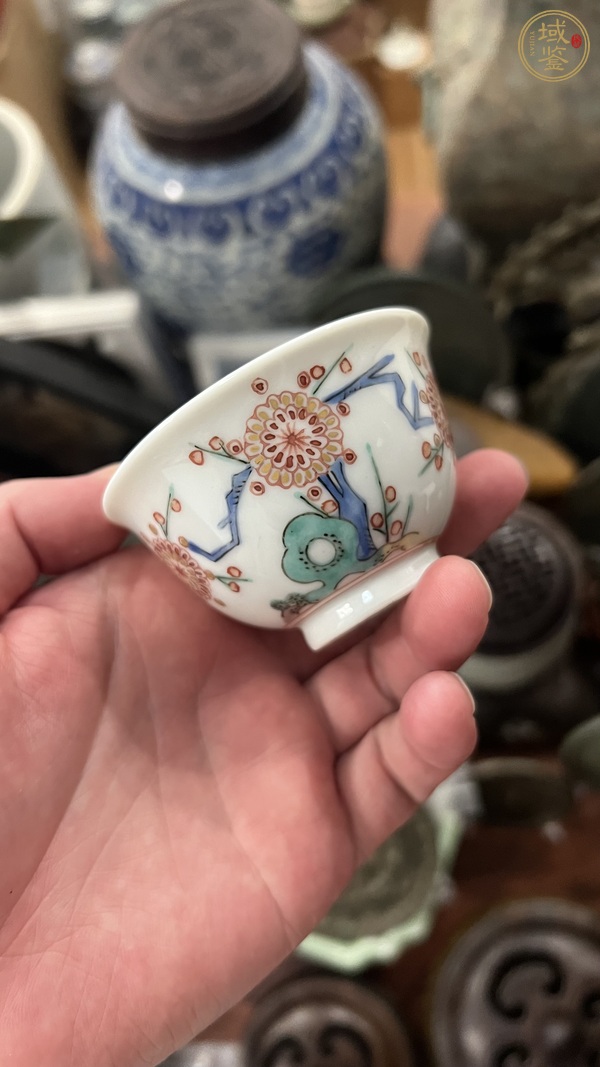 古玩陶瓷花鳥紋五彩杯真品鑒賞圖