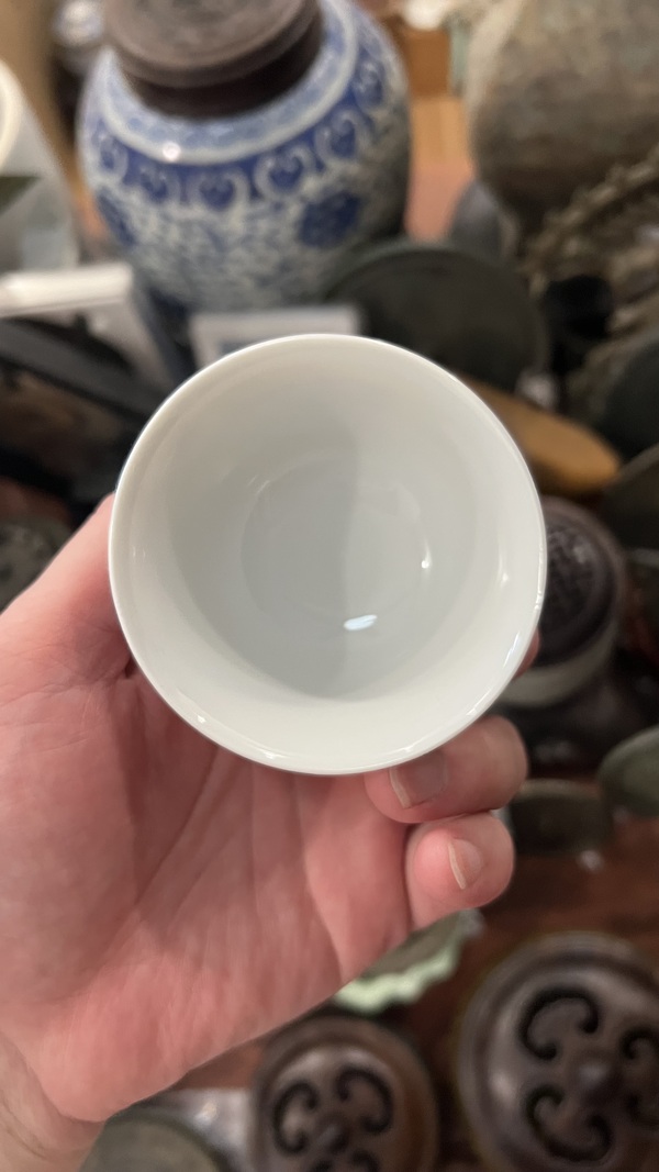 古玩陶瓷清末花鳥紋五彩杯拍賣，當前價格400元