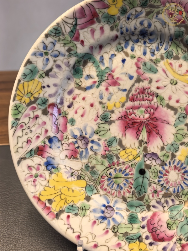 古玩陶瓷粉彩百花不落地盤真品鑒賞圖