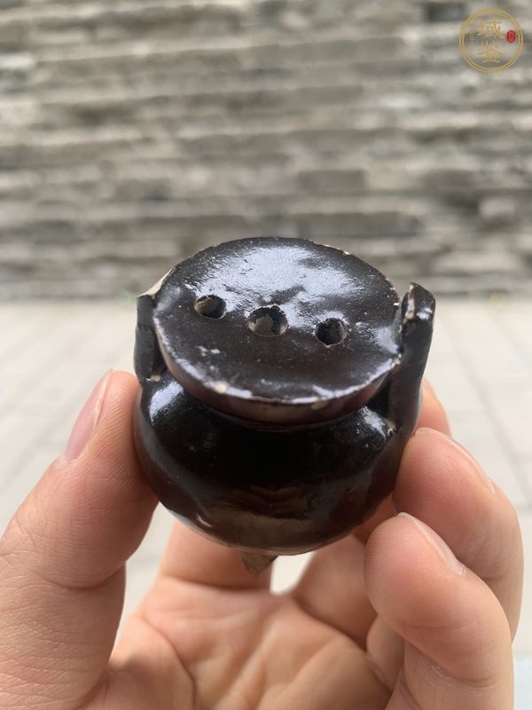古玩陶瓷耀州窯黑釉香爐真品鑒賞圖