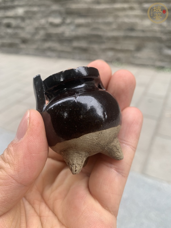 古玩陶瓷耀州窯黑釉香爐真品鑒賞圖
