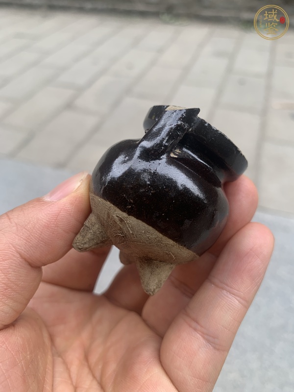 古玩陶瓷耀州窯黑釉香爐真品鑒賞圖