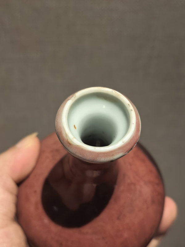 古玩陶瓷晚清豇豆紅蒜頭瓶拍賣，當(dāng)前價格4588元