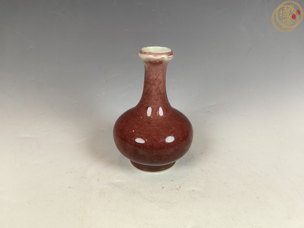 古玩陶瓷紅釉蒜頭瓶真品鑒賞圖