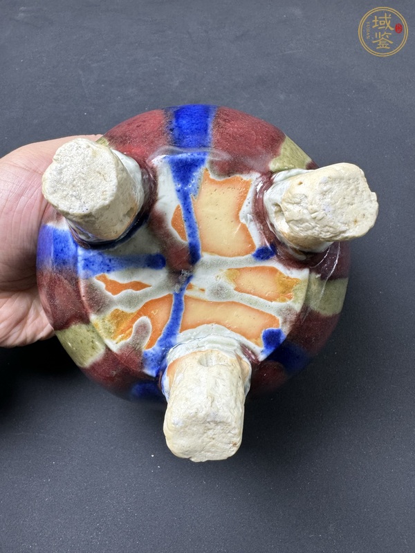 古玩陶瓷清中晚·三彩三足香爐 真品鑒賞圖
