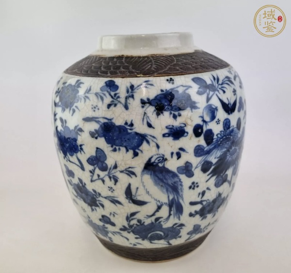 古玩陶瓷清晚期 青花花鳥紋罐真品鑒賞圖