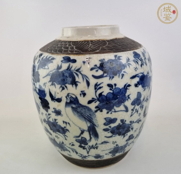 古玩陶瓷清晚期 青花花鳥紋罐真品鑒賞圖