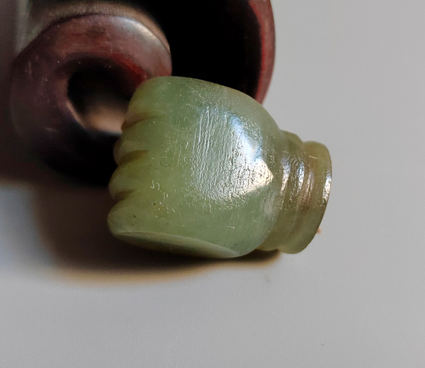 古玩玉器晚清民國岫玉雕“煙鍋”大權(quán)在握拍賣，當前價格38元