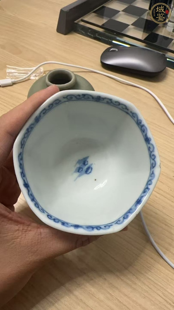 古玩新仿青花六方杯真品鑒賞圖