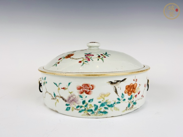 古玩陶瓷清晚期·粉彩花開富貴蓋鍋真品鑒賞圖