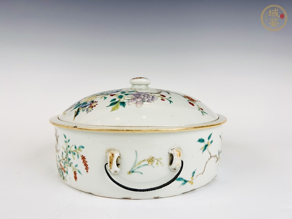 古玩陶瓷清晚期·粉彩花開富貴蓋鍋真品鑒賞圖