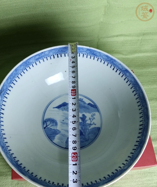 古玩陶瓷青花山水人物紋大碗真品鑒賞圖