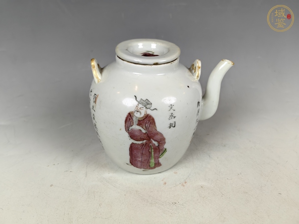 古玩陶瓷清晚粉彩無(wú)雙譜茶壺真品鑒賞圖