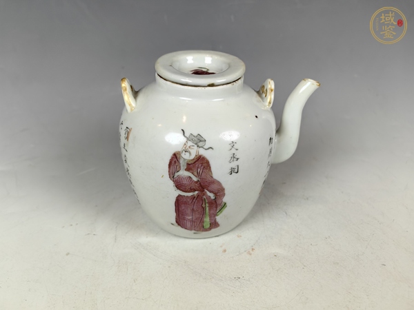 古玩陶瓷清晚粉彩無(wú)雙譜茶壺真品鑒賞圖