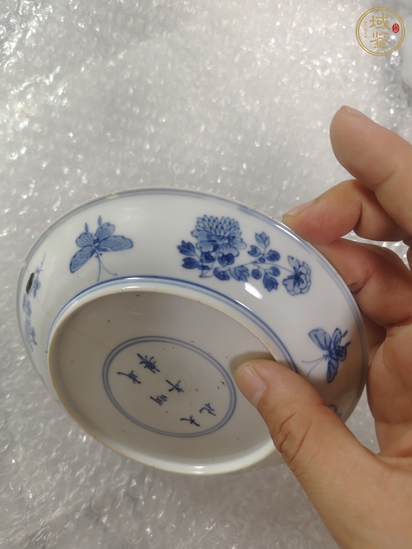 古玩陶瓷青花洞石花鳥紋盤真品鑒賞圖