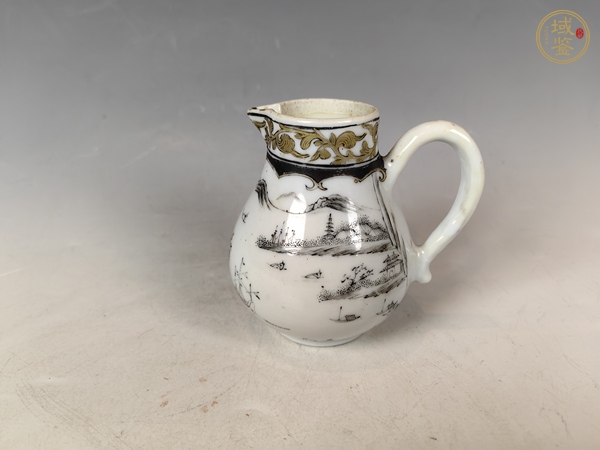 古玩陶瓷清雍乾墨彩雁門關風景山水紋花澆真品鑒賞圖